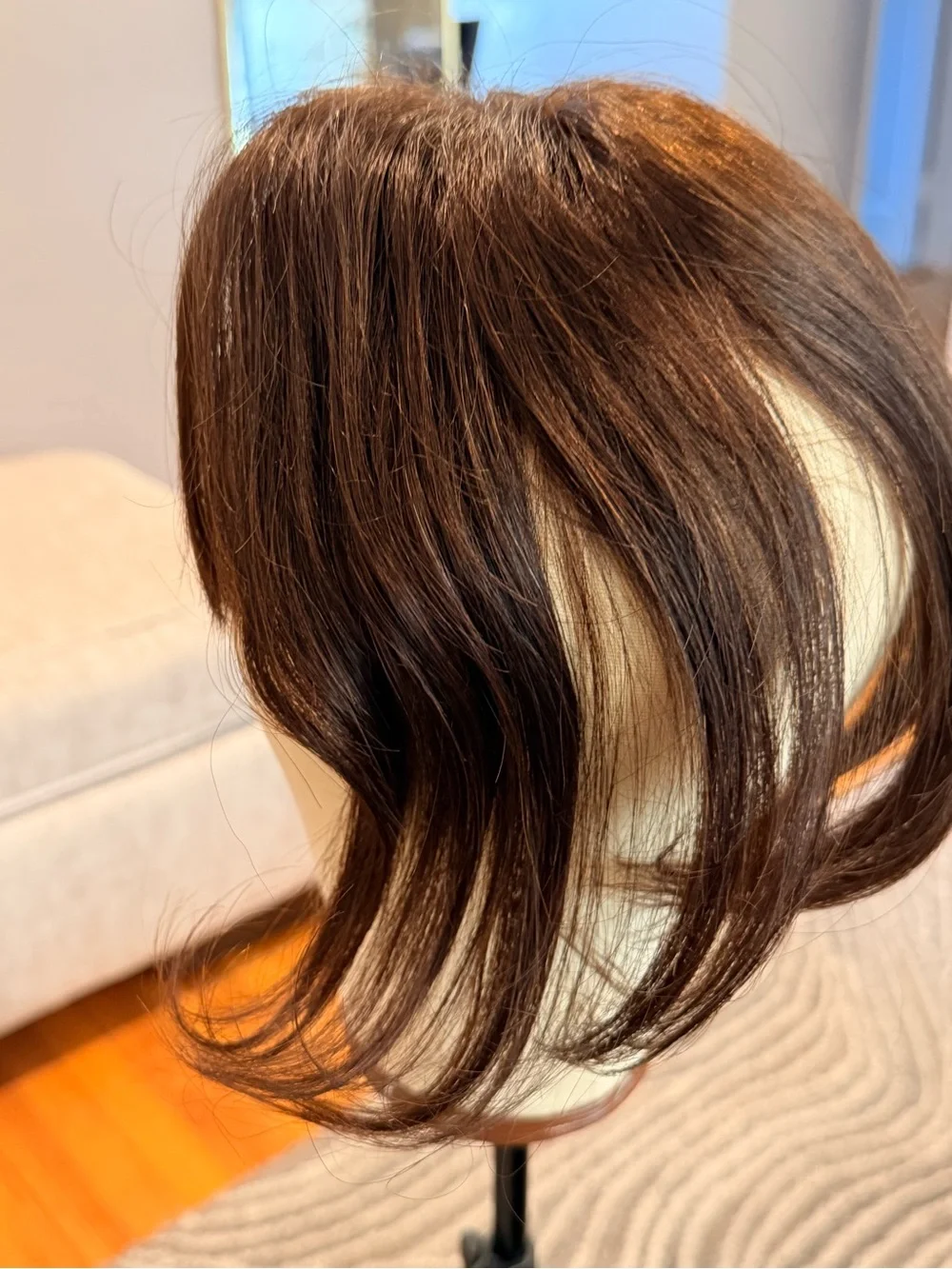 Dark Brown‎ Women’s Human Hair Topper Hairpiece with Bangs #098